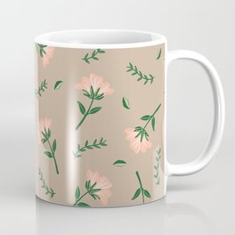 Tan Floral Pattern Coffee Mug