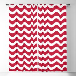 Red Wavy Stripe Pattern Holiday Blackout Curtain