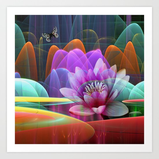 Lotus flower in a magical pool Art Print