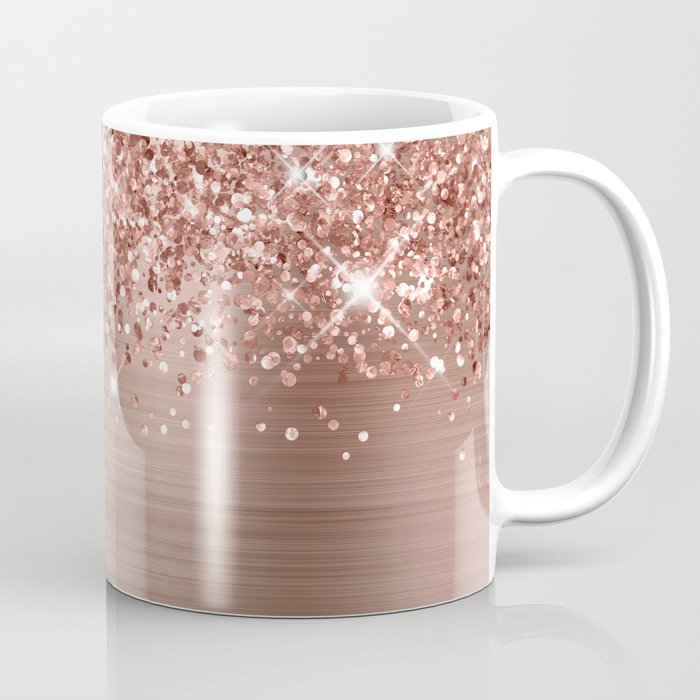 Glittery Rose Gold Glam Faux Glitter Look Coffee Mug