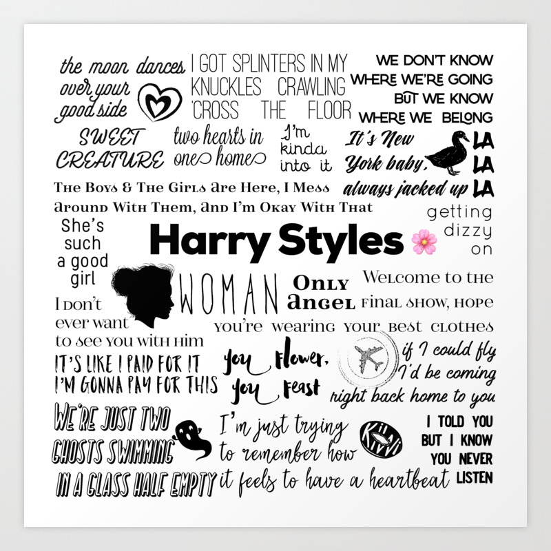 Lyrics Collage Art Print By Manipsandeditsof1d Society6 Последние твиты от harry styles lyric bot (@harryslyricbot). lyrics collage art print by manipsandeditsof1d