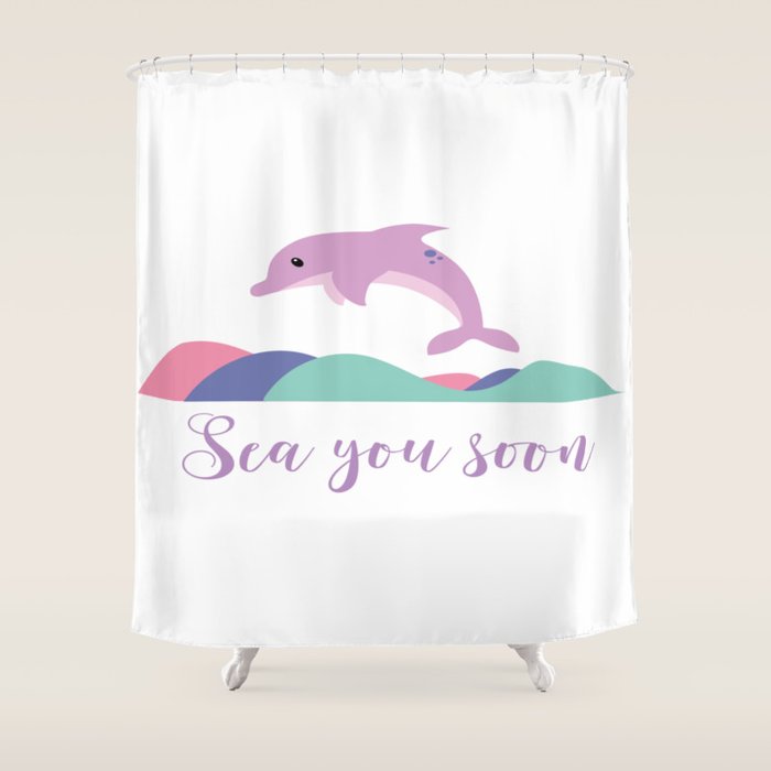 Sea You Soon Beach Family Vacation Summer Motivation Shower Curtain