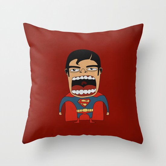 Screaming Superdude Throw Pillow