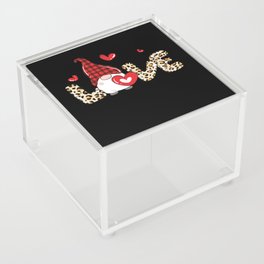 Cute Gnome Heart Love Leopard Valentine Acrylic Box