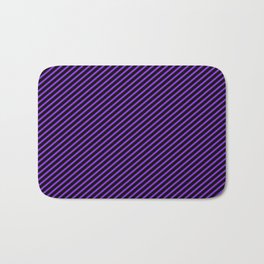 [ Thumbnail: Purple & Black Colored Striped/Lined Pattern Bath Mat ]