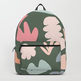 Whimsical Abstract Shapes in Green Backpack