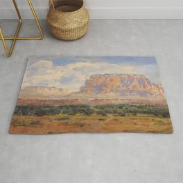 The Enchanted Mesa Rug | Coral, Peach, Etienne, Umber, Purple, Painting, Salmon, Blue, Desert, Yellow 