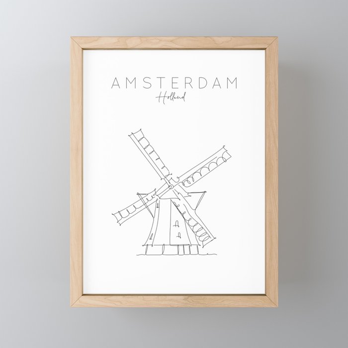 Holland windmill Framed Mini Art Print