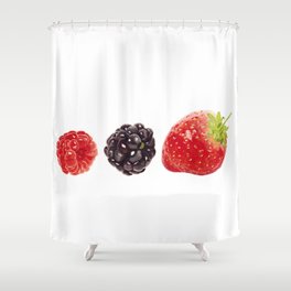 Berries, A Realistic Botanical Watercolor Painting Shower Curtain