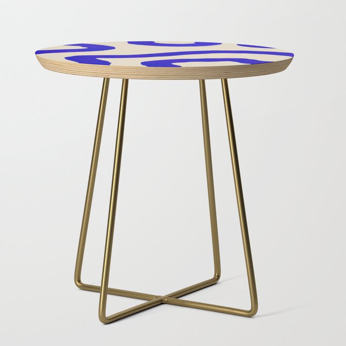 Wavy Indigo Blue Lines Side Table