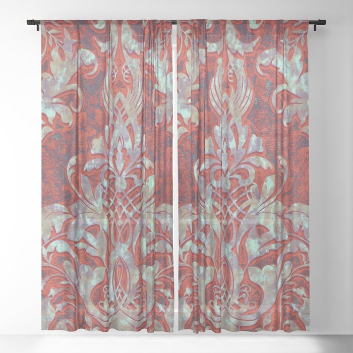 Maroon Cream Velvet Paisley Floral Sheer Curtain By Jamesmichals