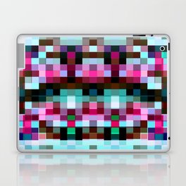 geometric symmetry pixel square pattern abstract background in pink blue Laptop Skin