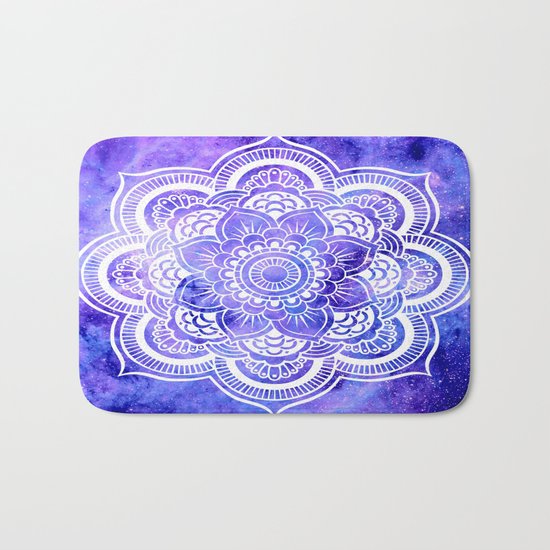 Mandala Violet Blue Galaxy Space Bath Mat