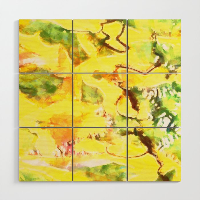 yellow abstract Wood Wall Art
