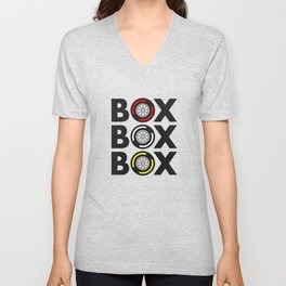 "Box Box Box" Grand Prix Tyre Compound Design V Neck T Shirt