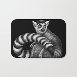 Lemur Bath Mat | Madagascar, Black and White, Drawing, Illustration, Ringtailedlemur, Animal, Wildlife, Lemur, Lemurs, Nature 