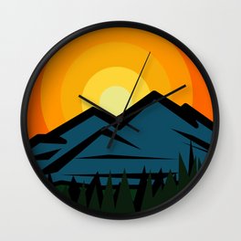 Colorful Mountain Abstract Print Wall Clock
