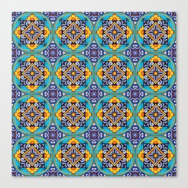 blue yellow tile moroccan pattern Canvas Print
