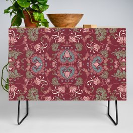 deep red and pink floral bold paisley flower bohemian Credenza