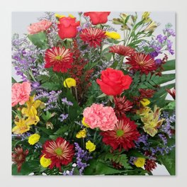 Vivid Bouquet Floral Arrangement Brightly Colored Canvas Print