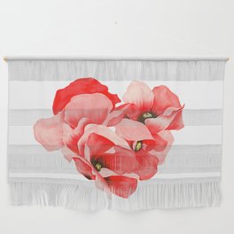 Heart red poppy love print Wall Hanging