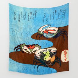 Crabs Near the Water's Edge print by Yashima Gakutei Wall Tapestry