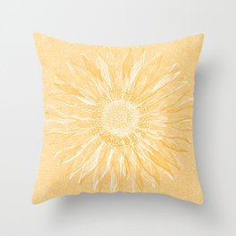 Mandala, Sunflower Prints, Yellow Throw Pillow
