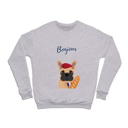 Bonjour, French Bulldog Frenchie blueGifts Crewneck Sweatshirt