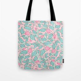 Bright floral pattern in pink and green ice cream colors Tote Bag