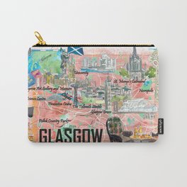 Glasgow Scotland Illustrated Travel Map with Roads and Highlights Carry-All Pouch