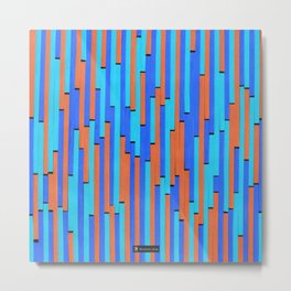 Paper Stripes - Color variation 2 Metal Print | Verticalbar, Coloredbox, Collage, Squareblock, Joyfuldecoration, Stripsofpaper, Blue, Handmadeartwork, Paperstrips, Red 