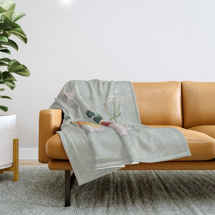 Still Life with Citrus and Flowers Throw Blanket