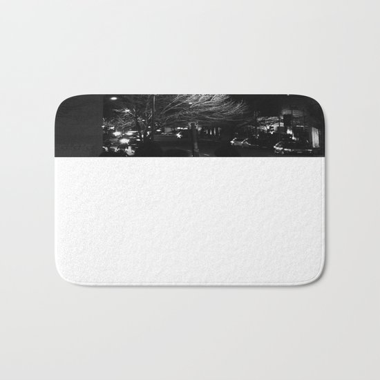 new york city Black & White + Pink Bath Mat