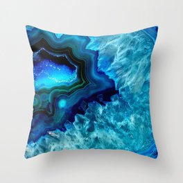 Turquoise Blue Teal Quartz Crystal Throw Pillow