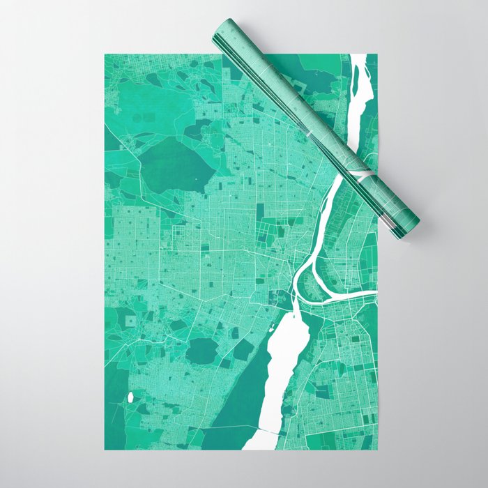 Omdurman City Map of Sudan - Watercolor Wrapping Paper