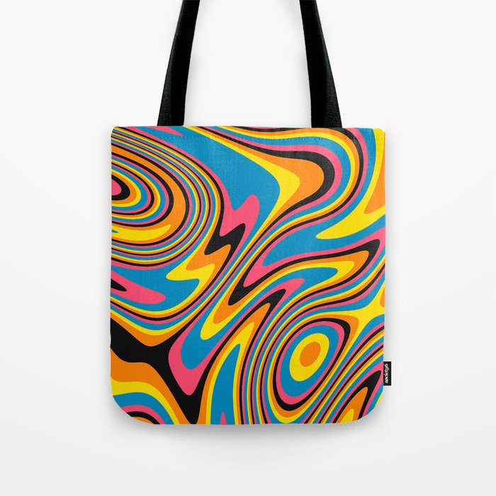 Liquid Retro Swirl Abstract Pattern in Trendy Colors Tote Bag