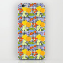 Retro Kitchen Fruits And Vegetables Navy Blue Dots iPhone Skin