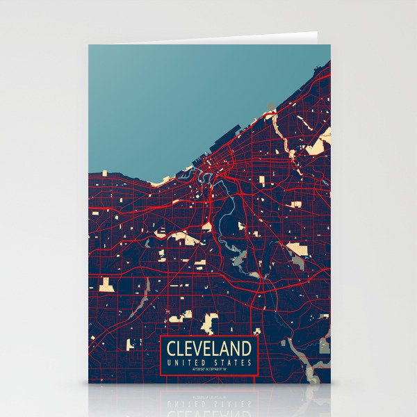 Cleveland City Map of Ohio, USA - Hope Stationery Cards