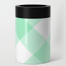 Mint Green Large Diagonal Gingham Pattern Can Cooler