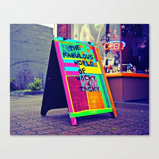 Wacky sidewalk sign Canvas Print