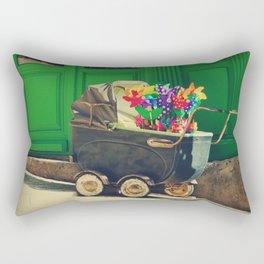 Vintage colorful baby stroller - Fine Art Photography Rectangular Pillow