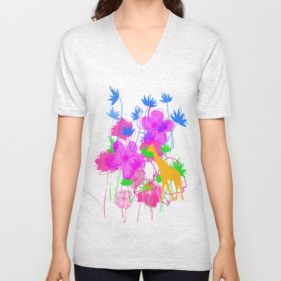 Yellow Giraffe Unisex V-Neck