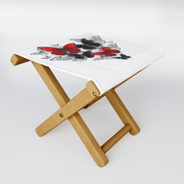 Realistic Black and Red Morpho Butterflies Folding Stool