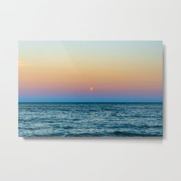 Moon Over Lake Superior | Sunset on the North Shore | Nature Photography Metal Print | Sunset, Wanderlust, Fall, Moon, Great Lakes, Waves, Travel, Ocean, North Shore, Minnesota 