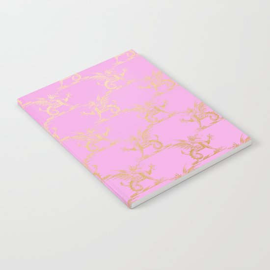 Princess like I - Gold glitter effect lion pattern on pink background #Society6 Notebook