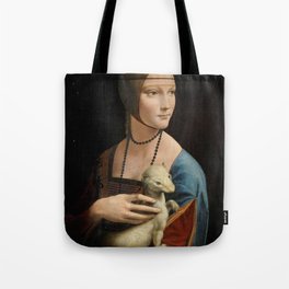 Woman with ferret - Leonardo Da Vinci Tote Bag