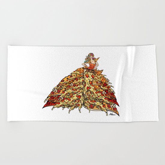 Pizza Peacock Mermaid Dress Beach Towel