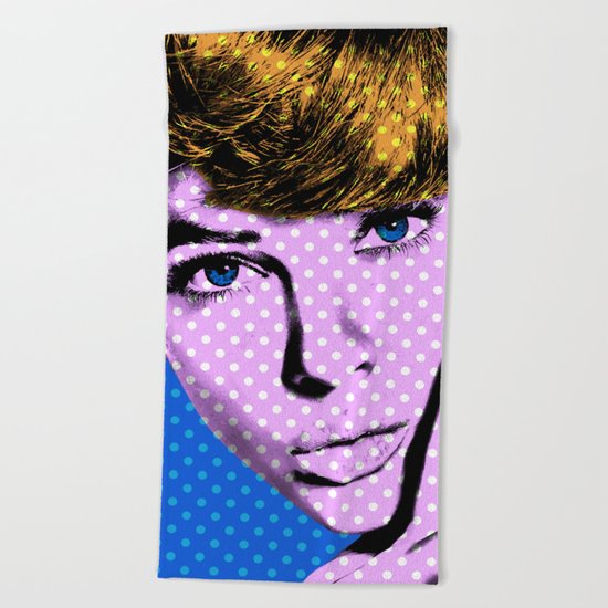Woman with Blue Eyes 2 Beach Towel