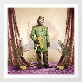 General Simian of the Glorious Banana Republic Art Print | Vintage, Photomontage, Primate, General, Bananas, Military, Animal, Illustration, Family Friends Bff, Gorilla 
