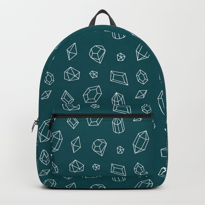 Teal Blue and White Gems Pattern Backpack